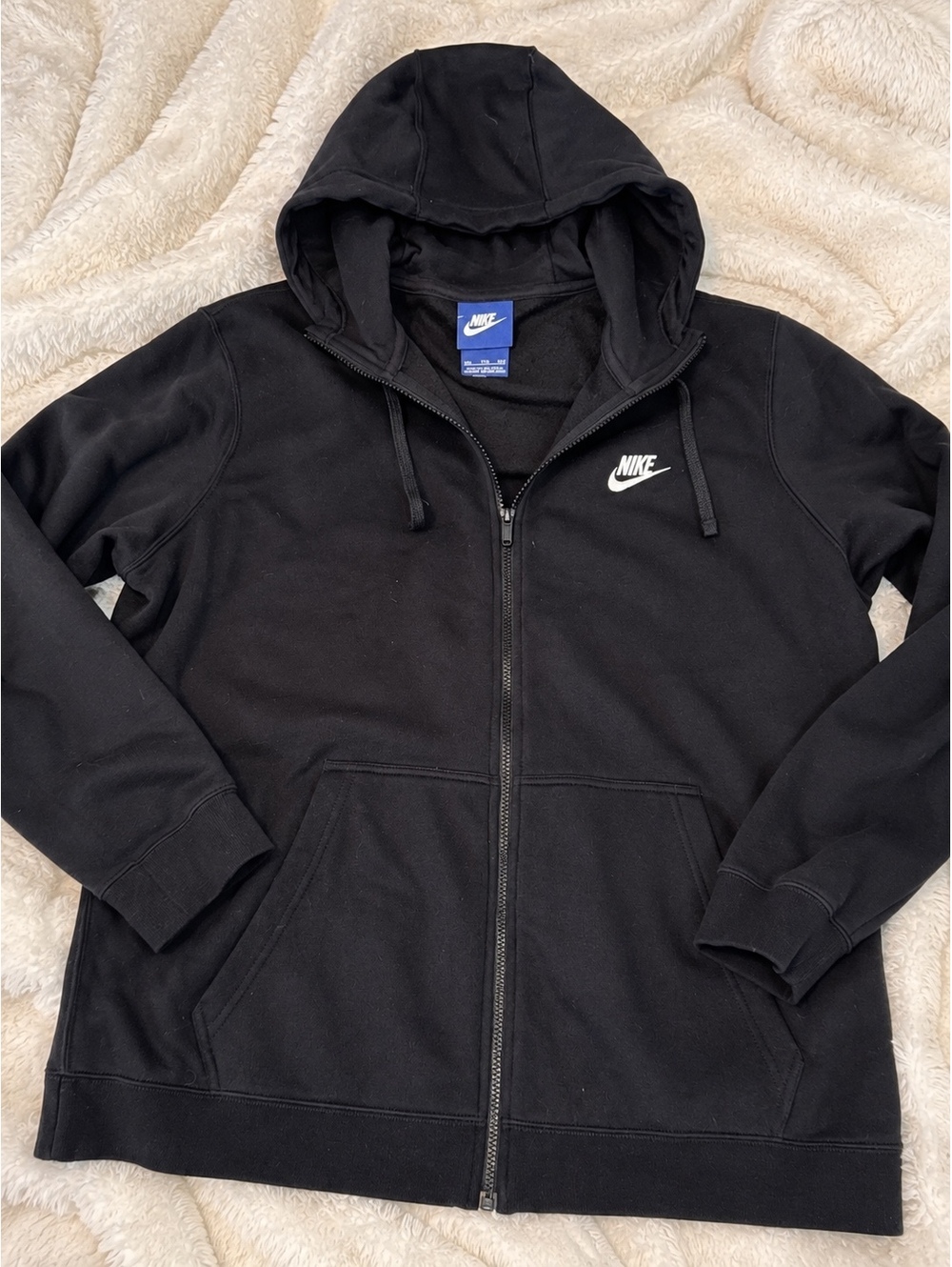 Nike Sportswear Women's XXL Black Full-Zip Fleece Hoodie Embroidered Swoosh
